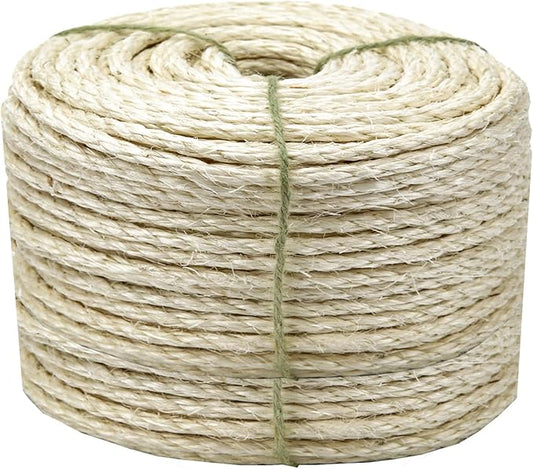 Cat Sisal Rope 164-Feet 4mm for Scratcher Repair and Replace Scratching Post, DIY Hemp Twine Rope for Cat Tree Tower Carpet Mat Kicker House, Pet Toy, and Crafts Gardening Home Decorating