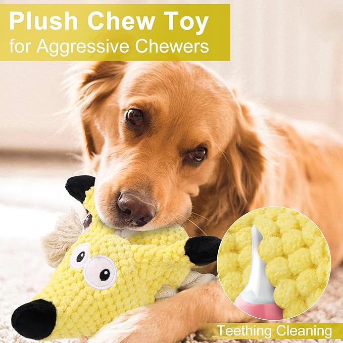 Squeaky Plush Dog Toys - Rope-Designed Interactive Dog Chew Toy for Large Dogs, Puppy Toys for Tug of War, Durable Pet Toys for Dogs