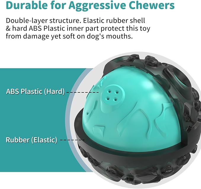 Dog Ball for Aggressive Chewers - Interactive Dog Toy Giggle Balls Fun Squeaky Sound to Keep Them Busy, Durable for Small Medium Large Breeds, Rubber Chew Toy As Seen on TV, Black & Lake Blue