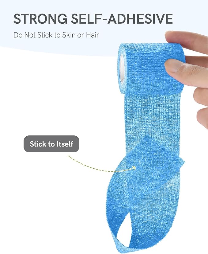 FriCARE Self Adhesive Bandage Wrap, Medical Tape in First Aid Kit, Cohesive Bandages for Wounds Sport Vet, 2 Inches X 5 Yards 6 Rolls, Ocean