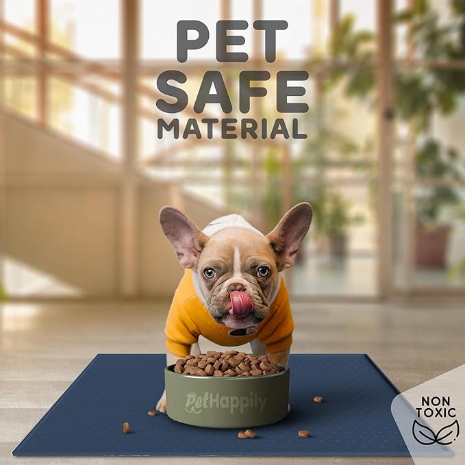 Dog Food Mat - 24x15 Raised Edges Dogs Mat for Food and Water Prevent Spill, Waterproof Cat Food Mats Protect Floors, Easy Clean Dog Bowl Mats for Food and Water, Silicone Pet Feeding Placemats