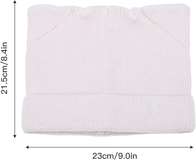 Cat Ear Beanie for Women Girls, Autumn Winter Knit Cuff Beanie Hip Hop Beanie Hat Cat Crochet Ski Cap