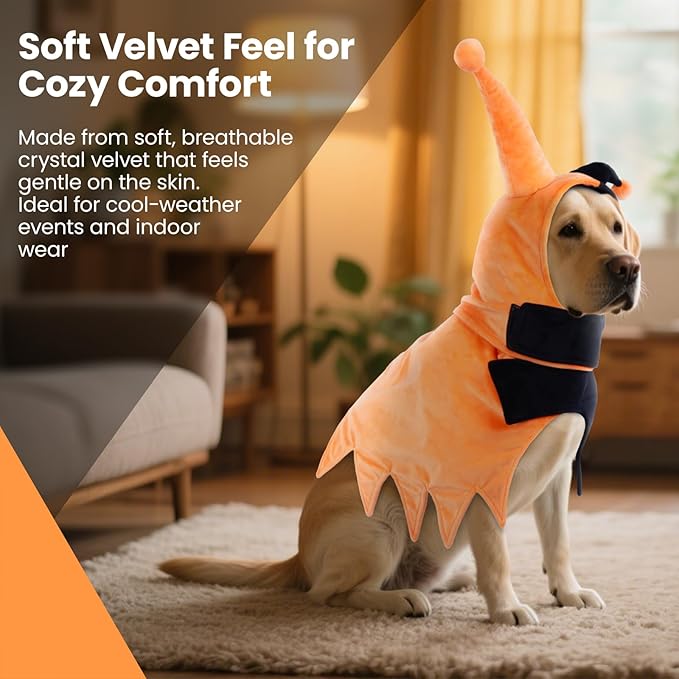 QBLEEV Dog Halloween Costume, Funny Party Circus-Inspired Cosplay with Hood & Cape, Winter Warm Pullover Clothes for Cold Weather, Adjustable Pet Outfit Hoodie for Small Medium Large Dogs