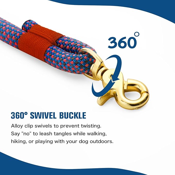 Nylon Rope Dog Leash Reflective, Handmade Braided Strong Dog Lead, Heavy Duty Rope Leash for Medium Large Dogs (5 FT - 3/5" Purple)