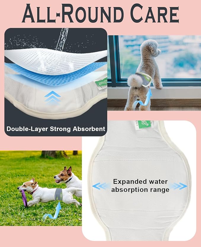 3PCS Male Dog Diapers, Premium Belly Bands for Male Dogs, Belly Band Dog Diaper,Comfortable Leak Proof Doggie Wraps with High Absorbing, for Untrained, Incontinence, XL