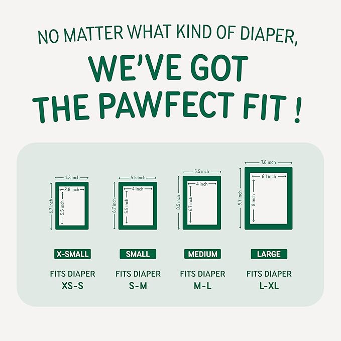 PAWPANG Disposable Dog Diaper Liners Booster Pads for Male & Female Dogs, 100ct, 4 Sizes Options, Doggie Diaper Inserts fit Most Types of Dog Diapers - Pet Belly Bands & Male Wraps (X-Small (100 ct))