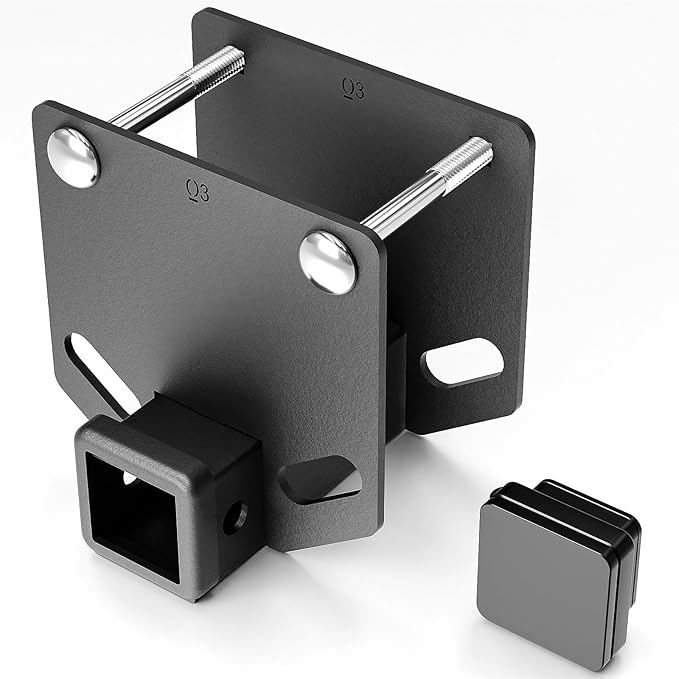 RV Bumper Hitch Receiver, 2 inch Tow Hitch Trailer Fits 4" x 4" Square Rear Beams, 3500 LBS Capacity Towing Adapter Openning for Camper Cargo Carrier Bike Racks RV Tire Carrier Ball Mounts