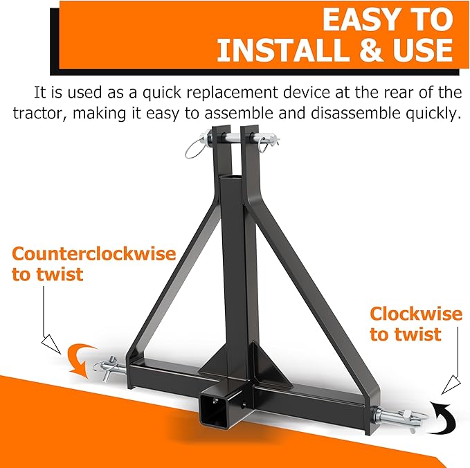 ECOTRIC 3 Point 2" Receiver Trailer Hitch Category 1 Tractor Mover Drawbar Hitch Heavy Duty Compatible with Kubota BX LM25H WLM Tractor NorTrac Yanmar Kioti Cat John Deere