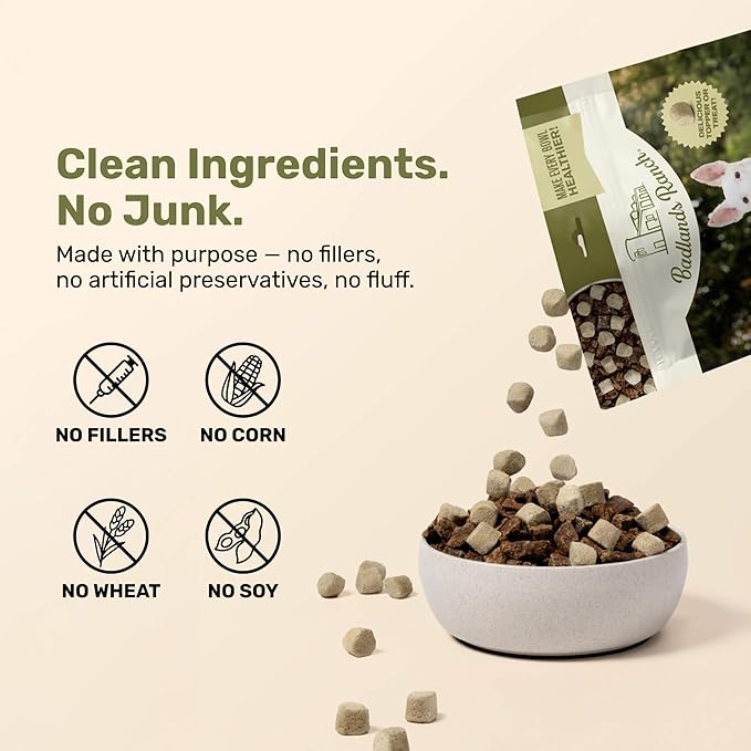 BADLANDS RANCH Superfood Nuggets – Freeze-Dried Raw Dog Treat & Food Topper, Nutrient-Dense Beef Tripe & Kale Formula, High Protein, No Artificial Additives, 8oz Bags (4-Pack Bundle)