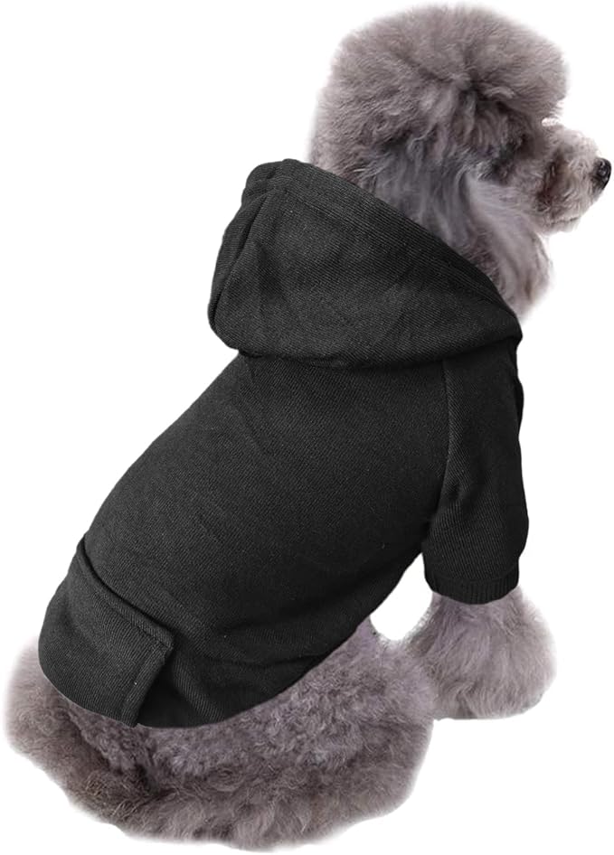 Jecikelon Winter Dog Hoodie Sweatshirts with Pockets Warm Dog Clothes for Small Dogs Chihuahua Coat Clothing Puppy Cat Custume (Black, X-Large)