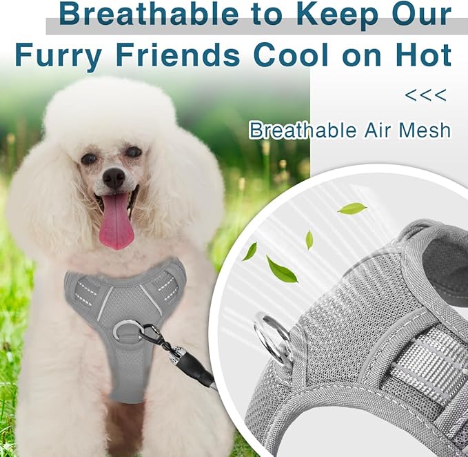 BARKBAY Dog Harness No Pull with ID Tag Pocket - Heavy Duty, Reflective, Easy Control for Large Dogs(Grey,XS)