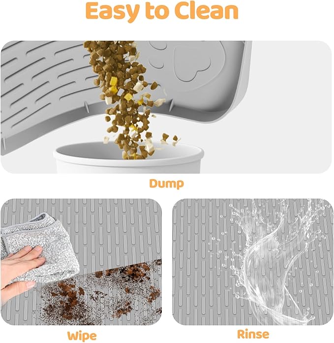 Dog Food Mat, Extra Large 40" x 28" Silicone Pet Feeding Mat for Small, Medium, and Large Pets Non-Slip, Easy to Clean, Gray