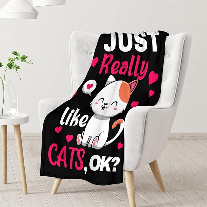 Cat Blanket Gifts - 30"x40" Cute Throw Blanket for Adults Kids - Pink Soft Plush Throws for Bed, Couch & Travel