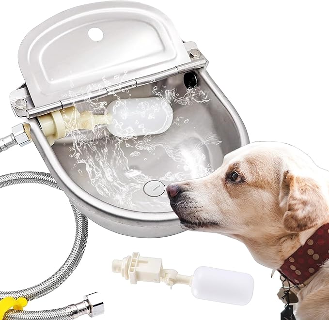 Automatic Dog Water Bowl Dispenser Large Size Pet Waterer Feeder Stainless-Steel Water Trough for Poultry and Small Livestock