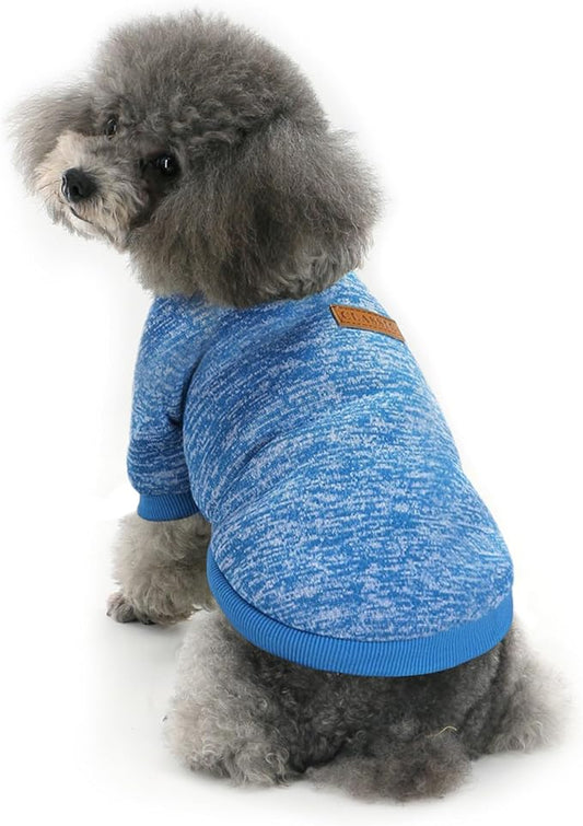 Idepet Pet Dog Classic Knitwear Sweater, Soft Fleece Coat for Small,Medium Dog,Warm Pet Dog Cat Clothes,Soft Puppy Customes (XXL, Blue)