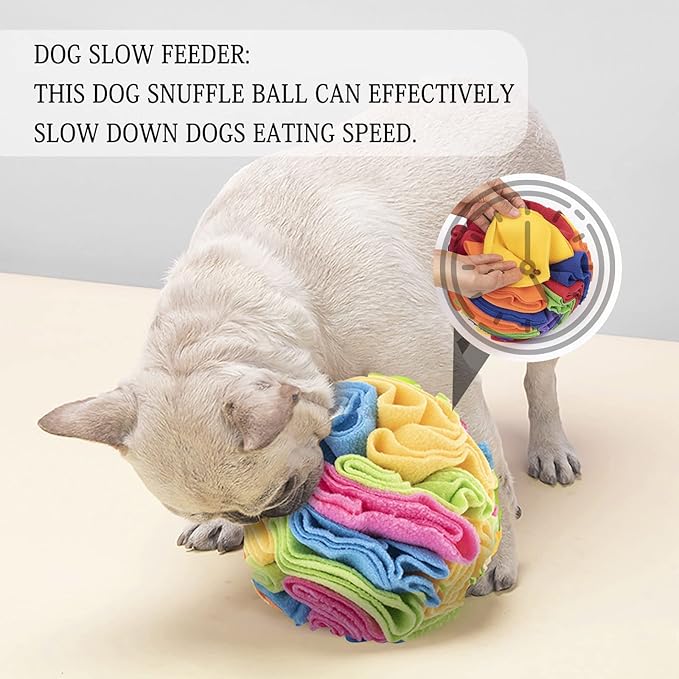 WishLotus Plush Snuffle Ball, Interactive Dog Brain Stimulating Puzzle Toys for Dogs Enrichment Game Feeding Mat Slow Feeder Stress Relief Toy (Candy)