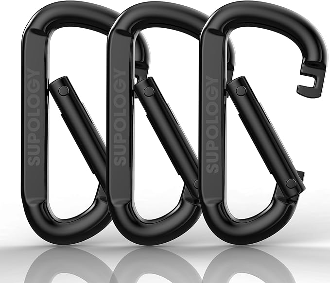 Heavy Duty Carabiner Clip, Steel Carabiners 1100lbs 3" D Shaped Spring Hook Small Clips for Hammocks, Hiking, Keychains, Outdoors and Gym, Dog Leash and Key Ring