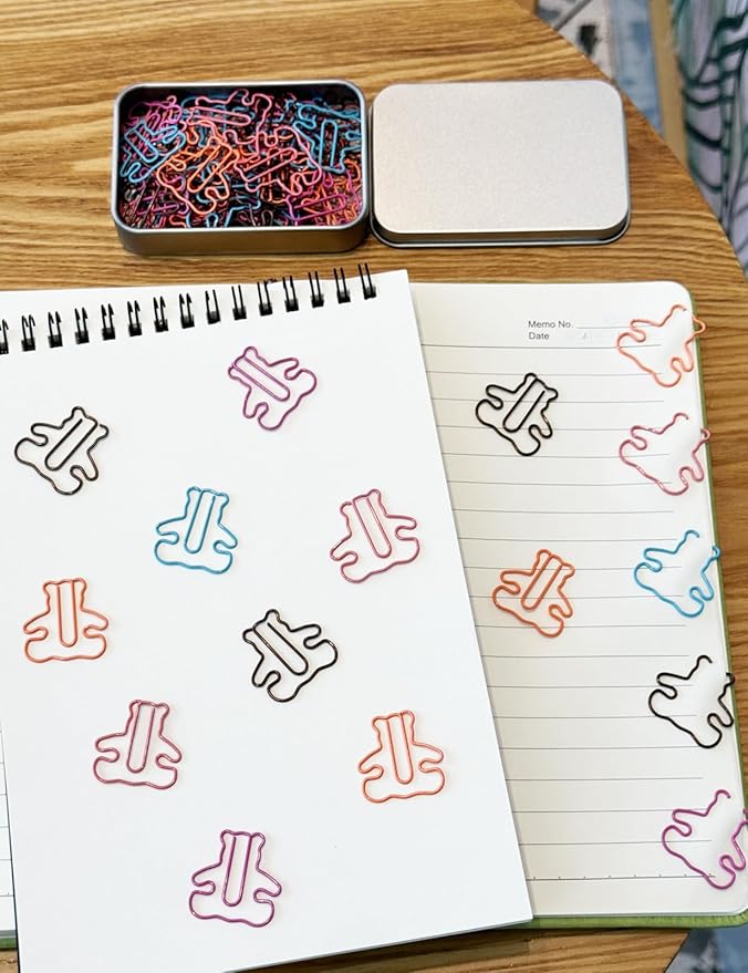Cute Paper Clips, 60 PCS Bear Shaped Paper Clips Animal Bookmarks Clips, Assorted Colors, Fun Office Gifts for Women Men Coworkers Teachers Students Girls Boys, Christmas Gifts