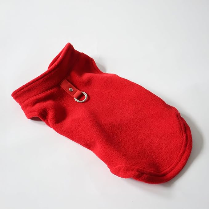 JACKO & CO - Fleece Vest Dog Sweater with Leash Ring - Soft, Warm & Lightweight Pullover Coat for Small & Medium Dogs, Puppies & Cats - Cozy Fall/Winter/Spring Pet Jacket (Red, XX-Large 25-35lbs)