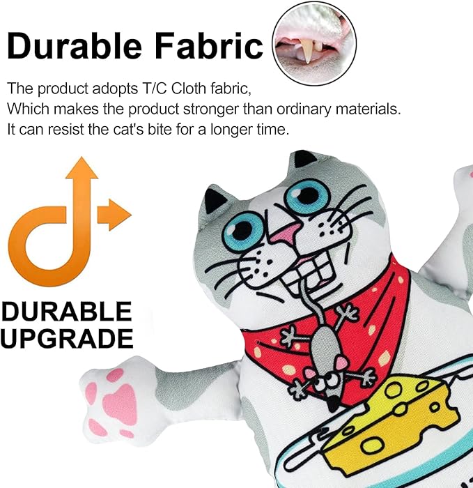 TTcat Organic Catnip Pillow for Indoor Cat and Kitten,Cat Crinkle Kicker Toy Chew Toy,White