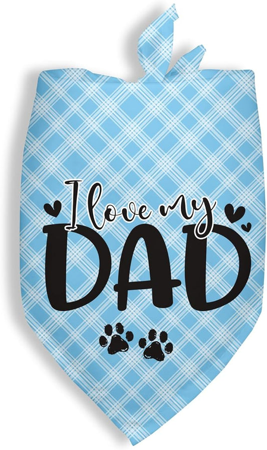 Love My Dad Father's Day Dogs Bandana Funny Cute Dogs Bandana Fathers Day Birthday Christmas Photo Prop Pet Scarf Accessories for Pet Dog Lovers Dog Dad Gifts - Blue