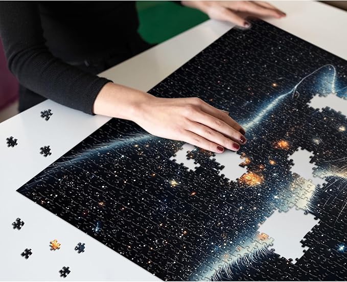 Cat Jigsaw Puzzles 1000 Pieces for Adults, Larkipuzz Starry Night Sky Puzzles, Unique Impossible Nebula Space Puzzle for Home Decor