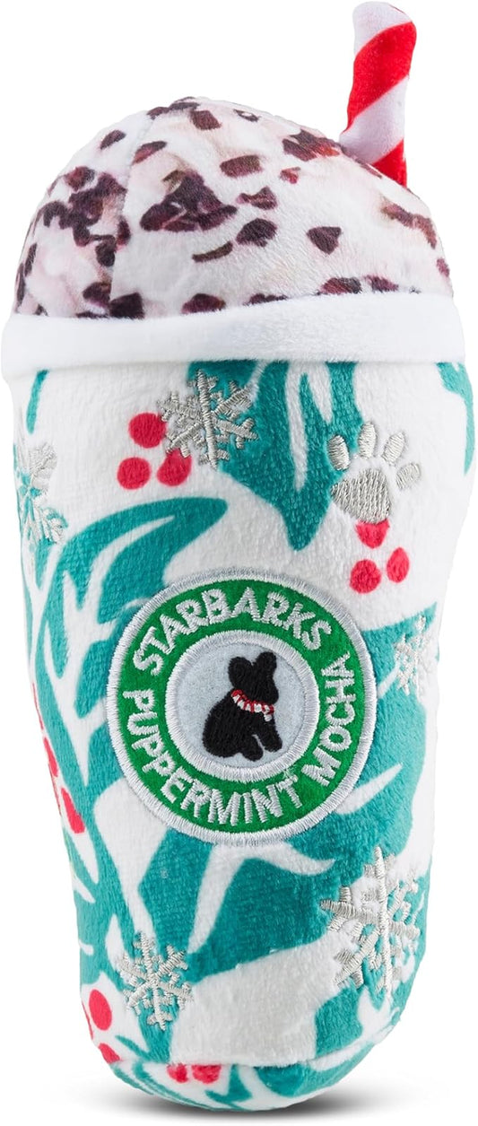 Haute Diggity Dog Starbarks Puppermint Mocha Plush Dog Toy for Small, Medium & Large Dogs, Interactive Funny Holiday Squeaky Toys, Soft, Durable, Machine-Washable, Safe & Cute Birthday Gift for Dogs