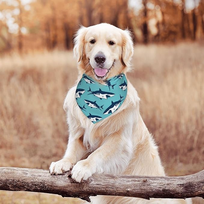 Ocean Shark Dog Bandana Scarf Triangle Bibs Pet Accessories Cat Kerchief