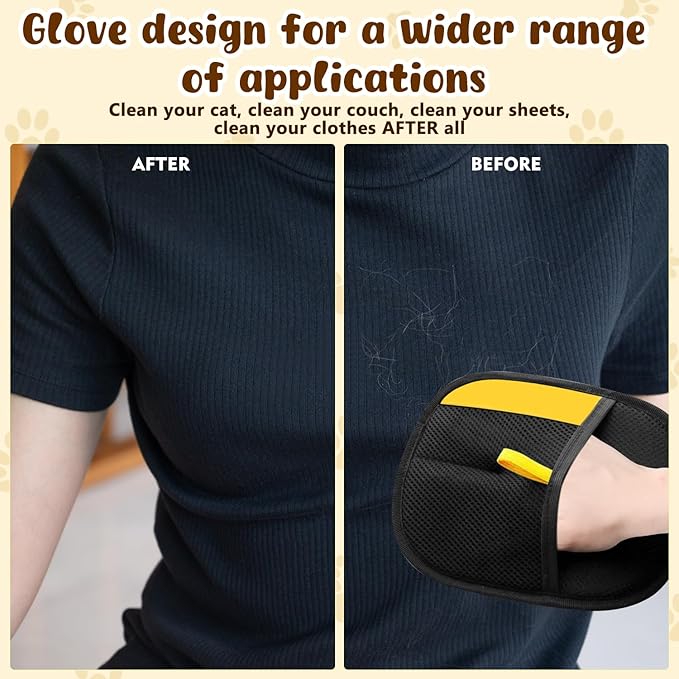 Magic Brush Pet Hair, Newly Upgraded Reusable Electrostatic Pet Hair Remover Glove, Cat & Dog Hair Remover for Couch Furniture, Carpet, Curtain, 2Pcs