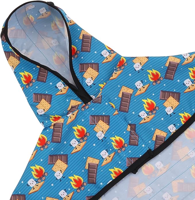 HDE Dog Raincoat Jacket Reflective Adjustable Hooded Pet Poncho Rain Coat with Leash Hole for Small to X-Large Dogs Happy Camper - S