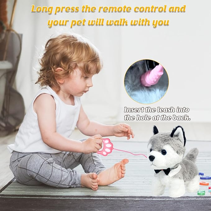 Puppy Toys for Kids, Toy Dogs That Walk and Bark, Walking Dog Toy for Kids with Leash, Interactive Stuffed Puppy with Remote Control, for Girls and Boys Aged 3-7 Year Old