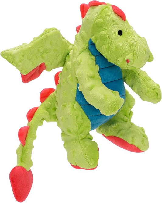 goDog Bubble Plush Dragons Squeaky Dog Toy, Chew Guard Technology - Green, Large
