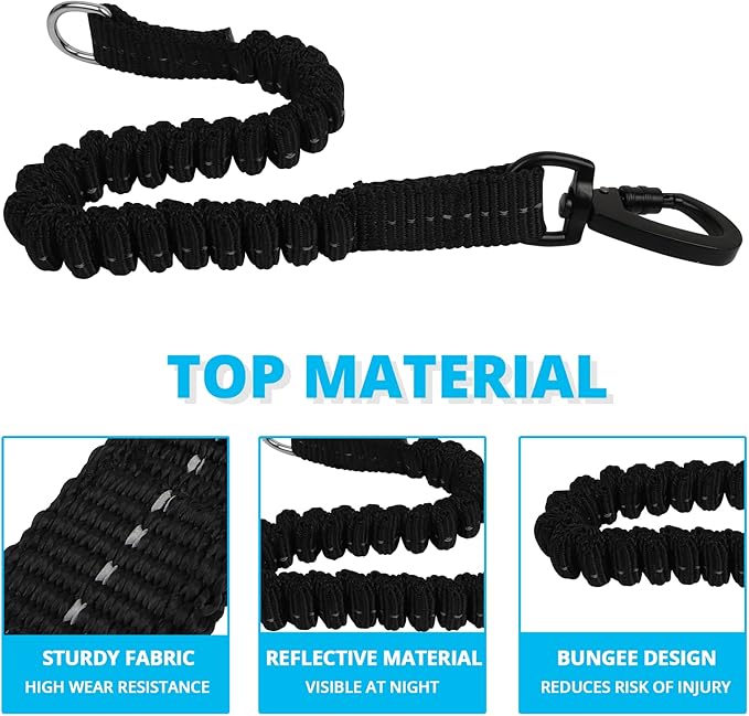 Long Dog Leash 15 FT: Heavy Duty Rope Leashes for Dogs Training with Swivel Lockable Hook Reflective Threads Bungee and Padded Handle - Dog Lead for Large Small Medium Dogs Outside Walking Hiking Blue