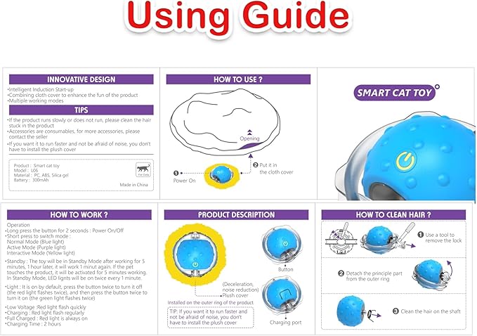 Interactive Cat Toys Ball Fast Rolling in Pocket, Motion Activate Chirping Cat Ball Christmas Cat Toys 2025 Cat's Gift