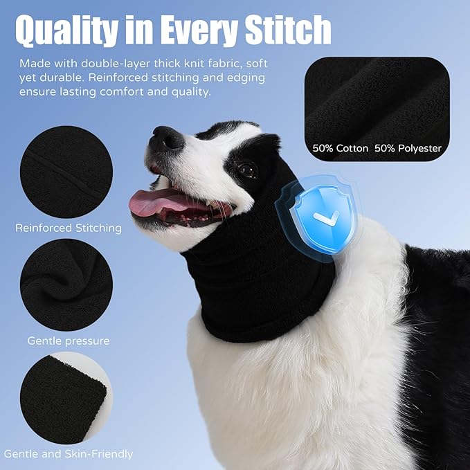 Dog & Cat Calming Band Cat Anxiety Relief Cover,Double Layer Thickened Pet Ears Elastic Neck Band Noise Cancelling Ear Muffs for Anxiety Relief/Noise Protection,Grooming,Thunder,Fireworks