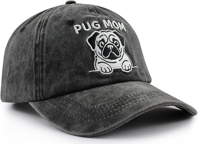 Dog Lover Hat for Men Women, Funny Adjustable Embroidered Cotton Pug Mom and Dad Baseball Cap