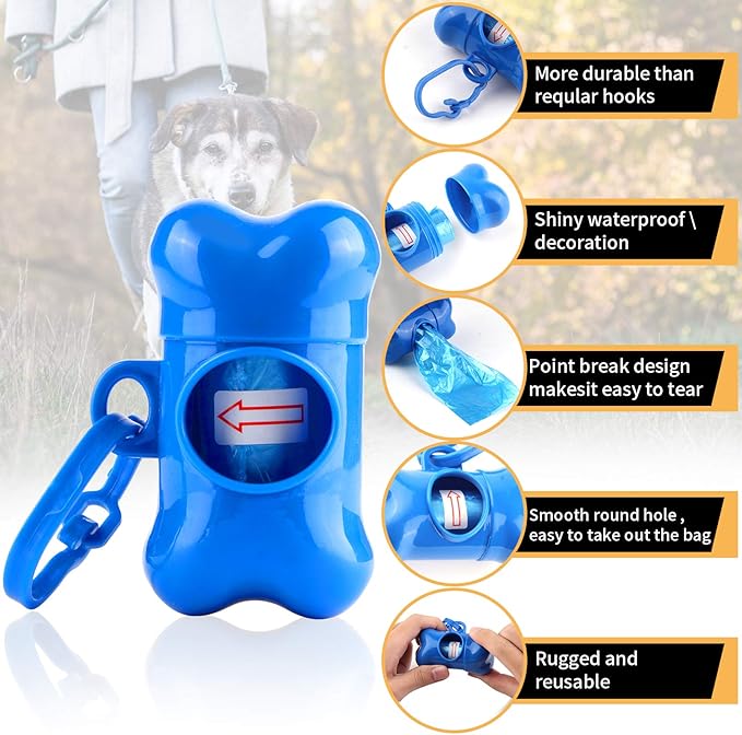 10 Pack Bone Shaped Poop Bag Dispenser Pet Waste Disposal Bag Dispenser (Random Color)