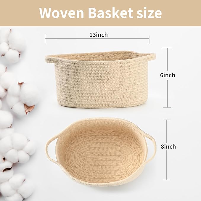 Cute Woven Gift Basket – Beige Empty Gift Basket for Nursery, Baby Shower Gifts, Birthday, Wedding, Boo Baskets for Christmas Thanksgiving, Decorative Storage Bin for Toys, Diapers, Books