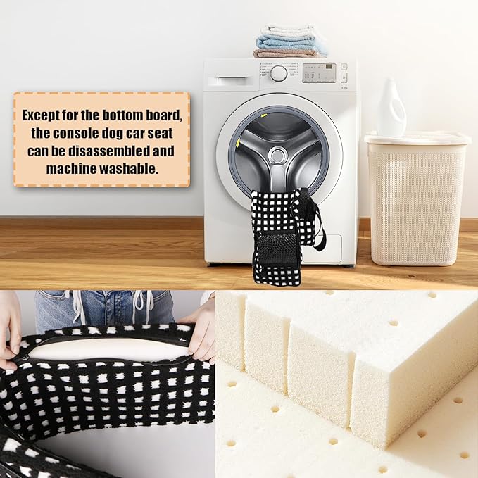 Dog Car Seat for Small Dogs, Center Console Dog Car Seat, Comfortable Pet CarSeat, Portable Pet Booster Seats with Safety Belt and Soft Cushion, Puppy CarSeats for Dogs & Cats Under 15 lbs