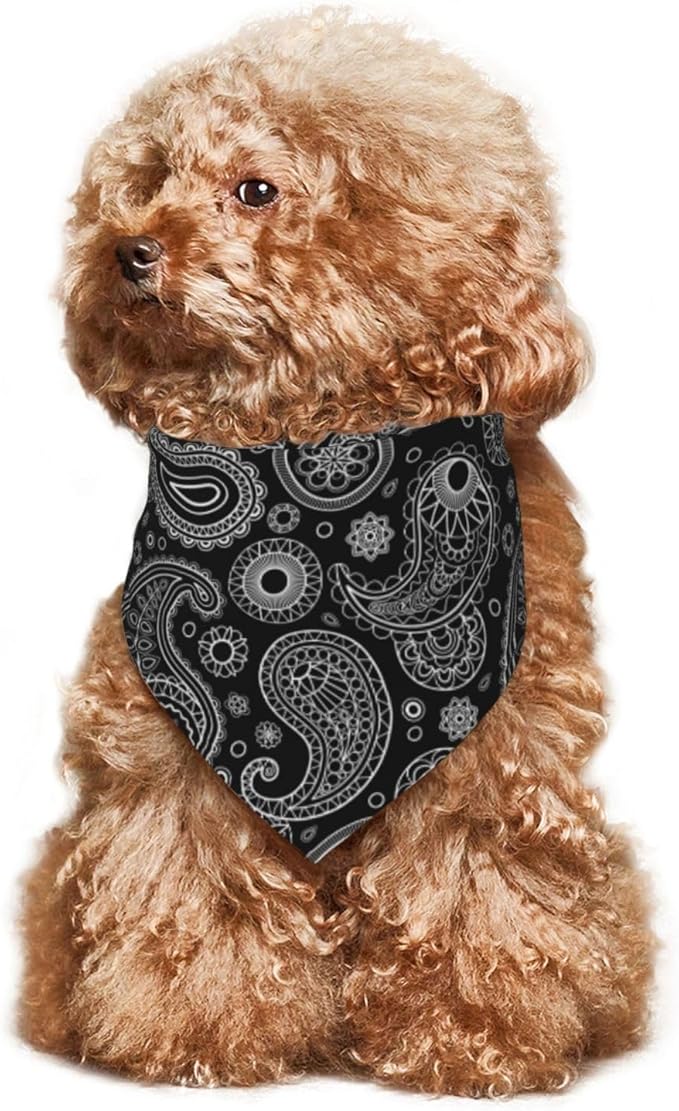 White Black Paisley Dog Bandana Scarf Triangle Bibs Pet Accessories Cat Kerchief