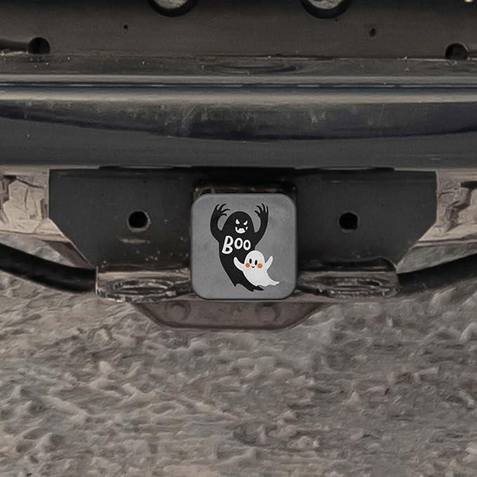 Swono Ghost Hitch Cover 2" Halloween Ghost with Big Shadow Rubber Receiver Tube Hitch Plug Truck Receivers Hitch Covers, Trailer Hitch Tube Cover Plug Cap
