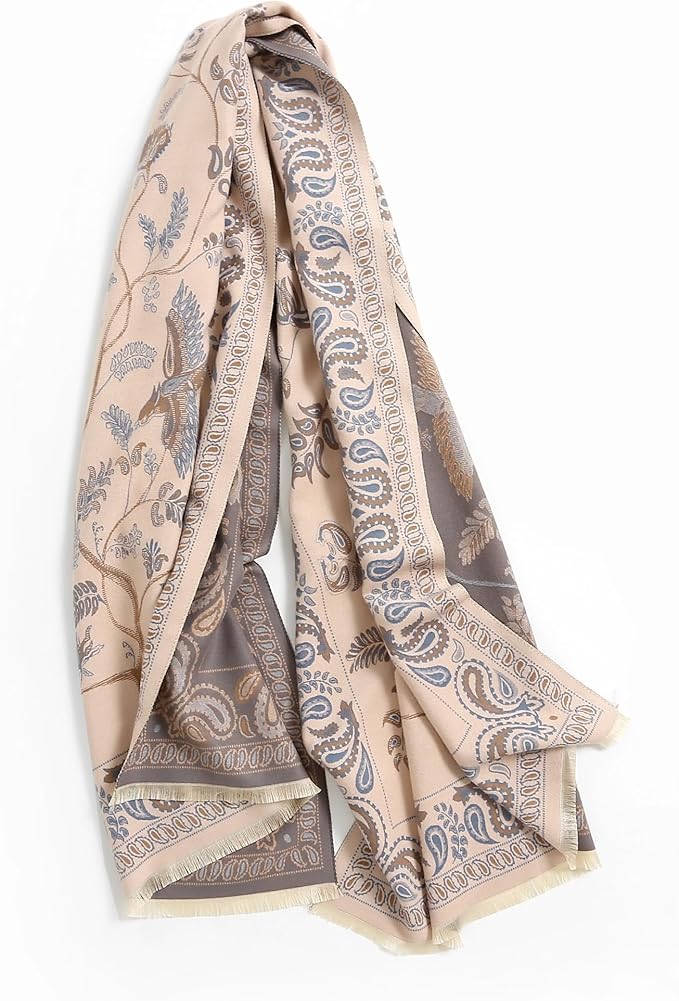 Jeelow Womens Pashmina Shawl Wrap Scarf - Elegant Dressy Evening Poncho Cape for Formal and Wedding Outfits