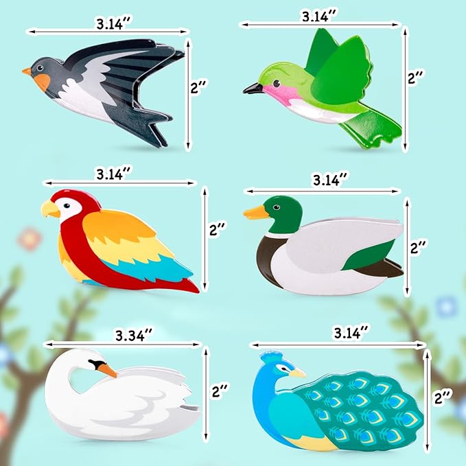 Birds Hair Claw Clips - Peacock, Swan, and Swallow Brooches for Short and Long Hair, Gift Idea for Bird Lovers and Women, 6 Pcs