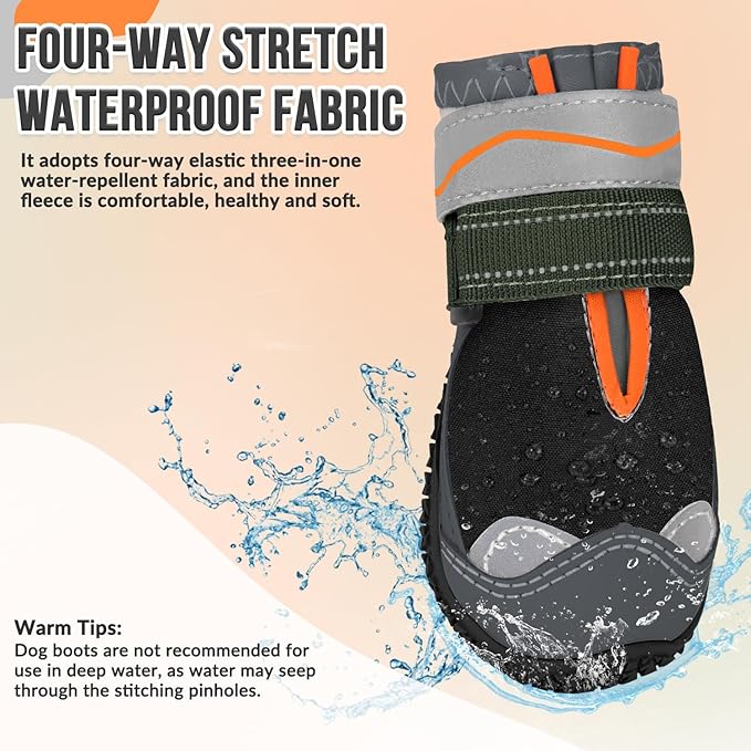 SlowTon Dog Shoes for Large Small Medium Dogs - Waterproof Dog Boots for Summer Hot Pavement, Paw Protector for Outdoor Walking Winter Snow, Anti-Slip Rubber Dog Booties for Hardwood Floor (B, 5)