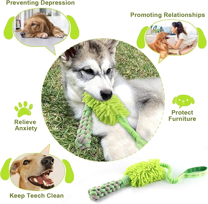 wodoca Dog Rope Toy Tug of War Dog Toy for Aggressive Chewers, Interactive Puppy Chew Toys Rope with Strong Squeak, Knots Cotton for Teeth Cleaning, Training Medium, Large Dogs