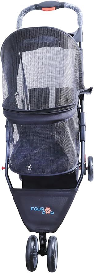 Full-Window pet Stroller 3 Wheels for Cats & Dogs, with Storage Basket,Cup Holder, Travel Puppy/Cats Stroller.