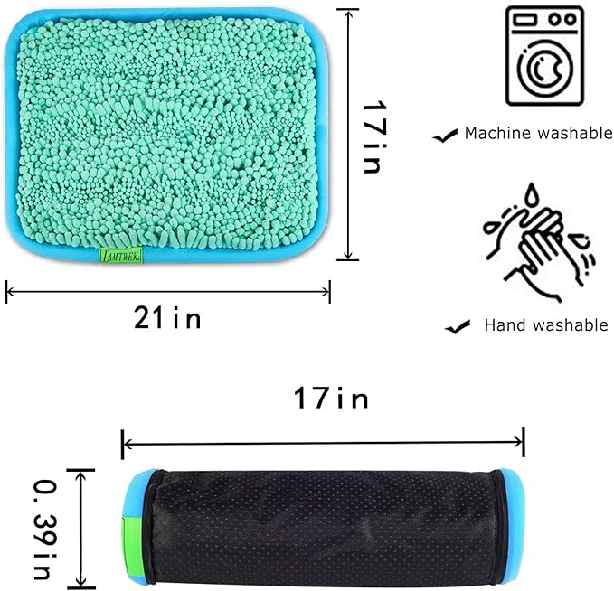 Snuffle Mat for Dogs, 17" x 21" Dog Snuffle Mat Interactive Feed Game for Boredom, Encourages Natural Foraging Skills and Stress Relief, Easy to Fill with 2PCS Suction Cup