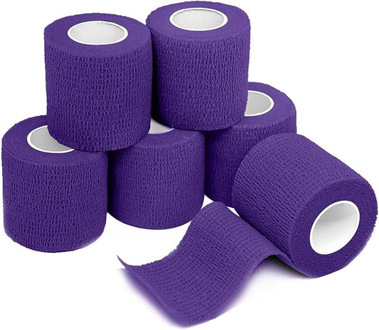 FriCARE Self Adhesive Bandage Wrap, Medical Tape in First Aid Kit, Cohesive Bandages for Wounds Sport Vet, FSA/HSA Eligible, 2 Inches X 5 Yards 6 Rolls, Irish Purple
