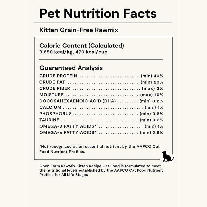 Open Farm, RawMix Dry Cat Food, Protein Packed Kibble Coated in Bone Broth with Freeze Dried Raw Chunks, Formulated for Kittens, Chicken with Turkey & Wild-Caught Salmon Recipe for Kittens, 8lb Bag