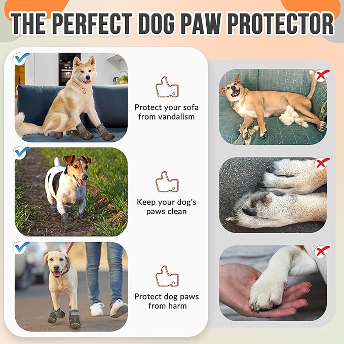 SlowTon Dog Shoes for Large Small Medium Dogs - Breathable Dog Boots for Summer Hot Pavement, Paw Protector for Outdoor Walking Winter Snow, Anti-Slip Rubber Dog Booties for Hardwood Floor (LBR, 5)